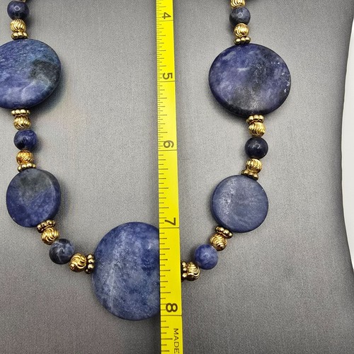 Stauer Runde Sodalith Edelstein Halskette 16" Gold Metall Akzente Statement Schmuck - Bild 9 von 11