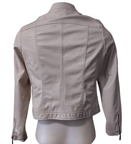 J2 Jacket Coat Womens XL Zip Up Faux Leather Zip Pockets Zip Sleeves Beige - Bild 2 von 15