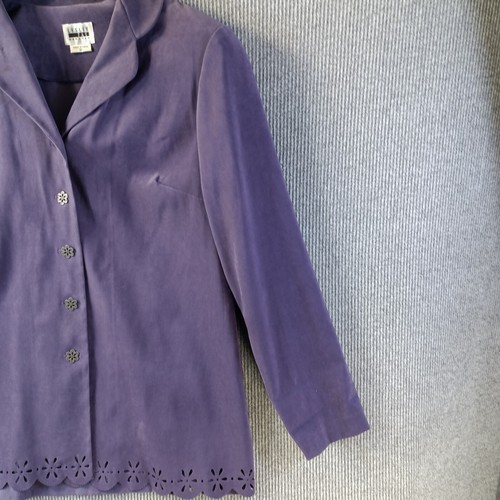 Leslie Fay 2-teiliger Rockanzug Damen 12 lila wattierte Schulter Jacke elastischer Bund - Bild 8 von 24