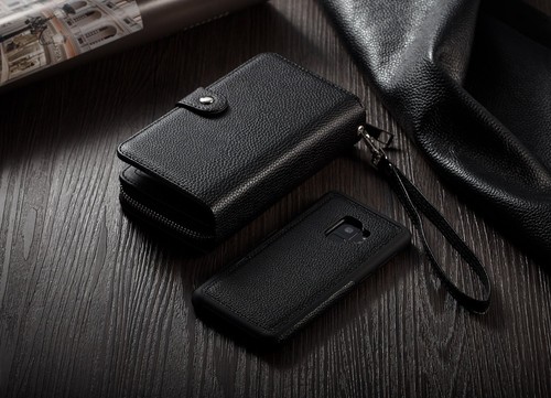 Removable Magnetic Zipper Leather Wallet Case Cover For Samsung Galaxy S9/S9Plus - Picture 8 of 8