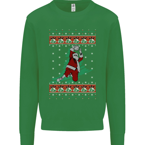 Basketball Santa Player Christmas Funny Kids Sweatshirt Jumper - Picture 39 of 82