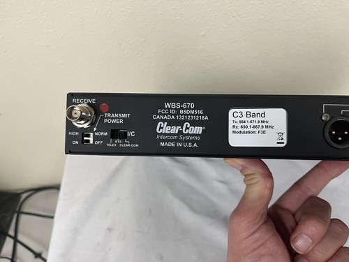 CLEAR-COM WBS-680 WIRELESS INTERCOM 2 Channel UHF Wireless STATION -  FOR PARTS - Picture 5 of 9