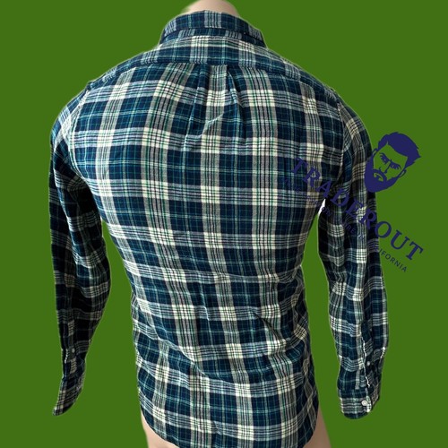 J.Crew JCrew Hombres AZUL Verde Cuadros Delgado Doble Tejido Camisa de Trabajo Camisa Talla S - Imagen 7 de 7
