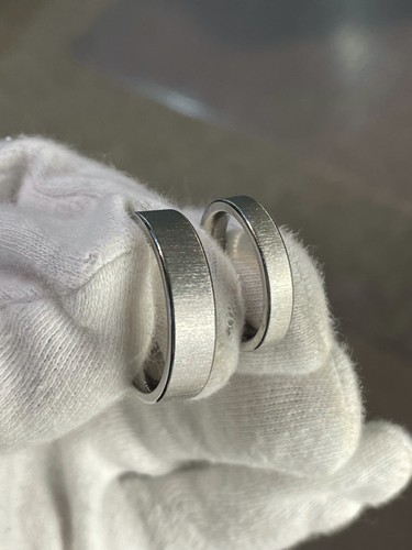 Luminescent Finish Wedding Bands, Solid Titanium Rings, Matching Set For Couple - Picture 7 of 9