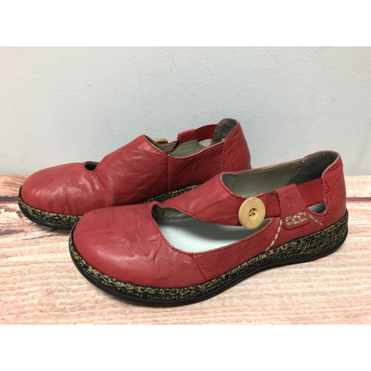 Rieker Anti-Stress Red Leather Mary Jane Shoes Womens 37 Rieker Anti-Stress Red Leather Mary Jane Shoes Womens 37