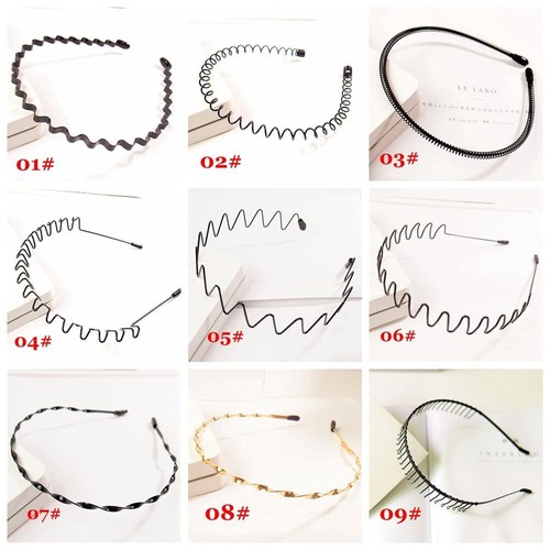 Alice Style Black Head Hoop Sports Metal Hairband Wavy Headband Casual Headwear - Picture 2 of 20
