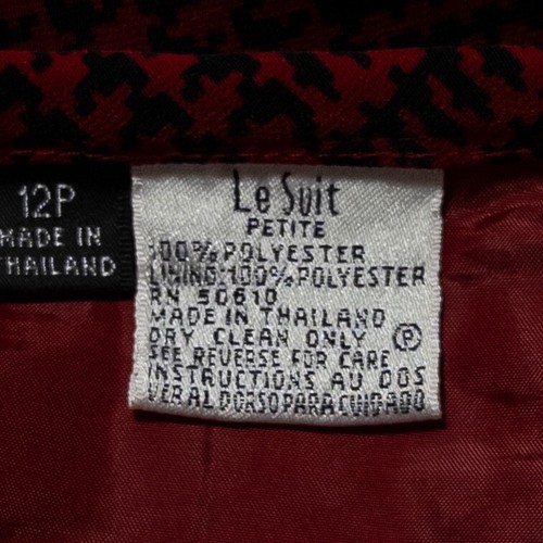Le Suit Skirt Women 12P A Line Red Black Houndstooth Plaid Lined Side Zip Career - Picture 7 of 7