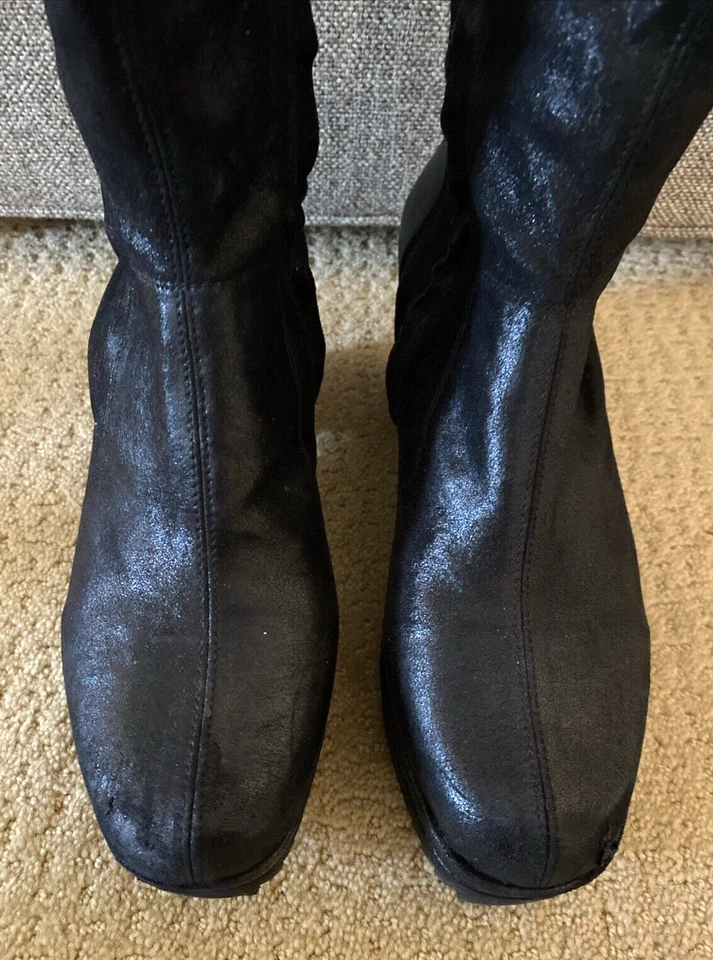 PEDRO GARCIA Urbana 弹力袜子皮革厚底楔形短靴 9.5 踝靴 — 第 3/4 张图片