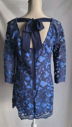 Lilly Pulitzer Aaliyah Blue Lace Shift 3/4 Sleeves Dress Size 8 - Picture 3 of 9