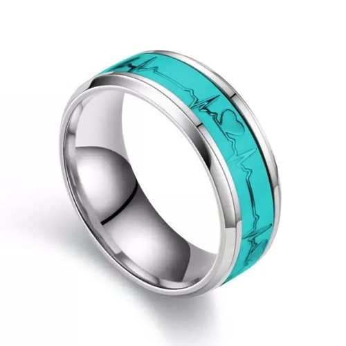 Luminous Heartbeat Silver Stainless Steel Ring Band Size 5 - 11 Free Gift Box - Picture 14 of 20