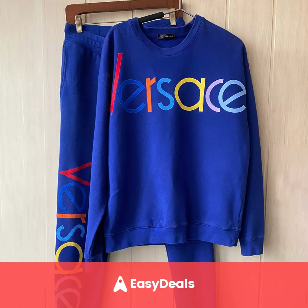 VERSACE Rare Original Sweatsuit Sweatshirt & Sweatpants Embroidered Vintage  Blue | eBay