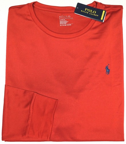 Polo Ralph Lauren Mens Long Sleeve Tee Red Performance Crewneck T-Shirt $55