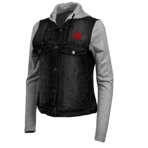 Toronto Raptors Antigua Women's Swag Jean Bomber Sport Jacket Black NEW - Picture 3 of 4