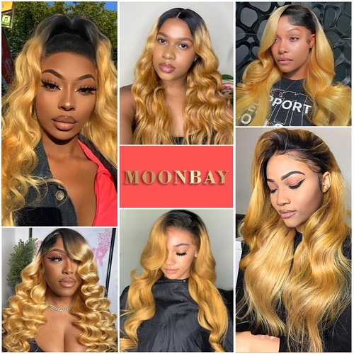 24inches Ombre 1B/27 Lace Front Wig Human Hair Body Wave 4x4 Lace Closure Wigs - Picture 8 of 8
