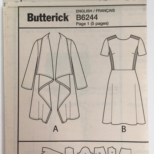 Butterick 6244 Waterfall Coat Jacket Full Shift Dress Ladies New Uncut Pattern - Picture 7 of 12