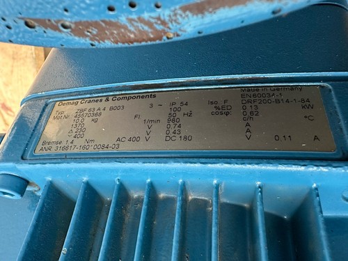DEMAG CRANES  Typ: DRF200  I= 84,6  + Typ: ZBF 63 A 4 B003 - Picture 8 of 12