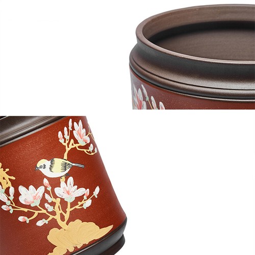 Handpainted Tea Canister Sealed Big Jar With Lid Storage Health Care Yixing Clay - Picture 9 of 16