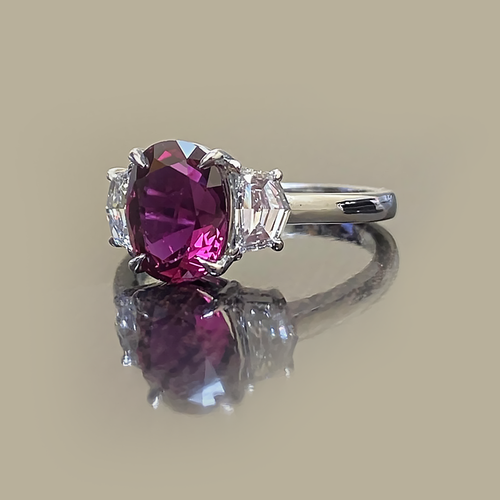 3.30 Ct Oval Cut Lab Grown Red Ruby Diamond Women Wedding Ring Fine 950 Platinum - Picture 4 of 17
