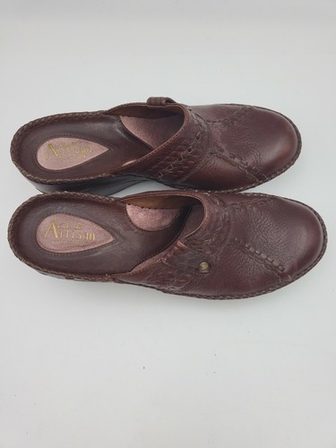 CLARKS ARTISAN COLLECTION BROWN LEATHER MULES SIZE 7 1/2 M SUEDE INSOLE - Picture 5 of 6