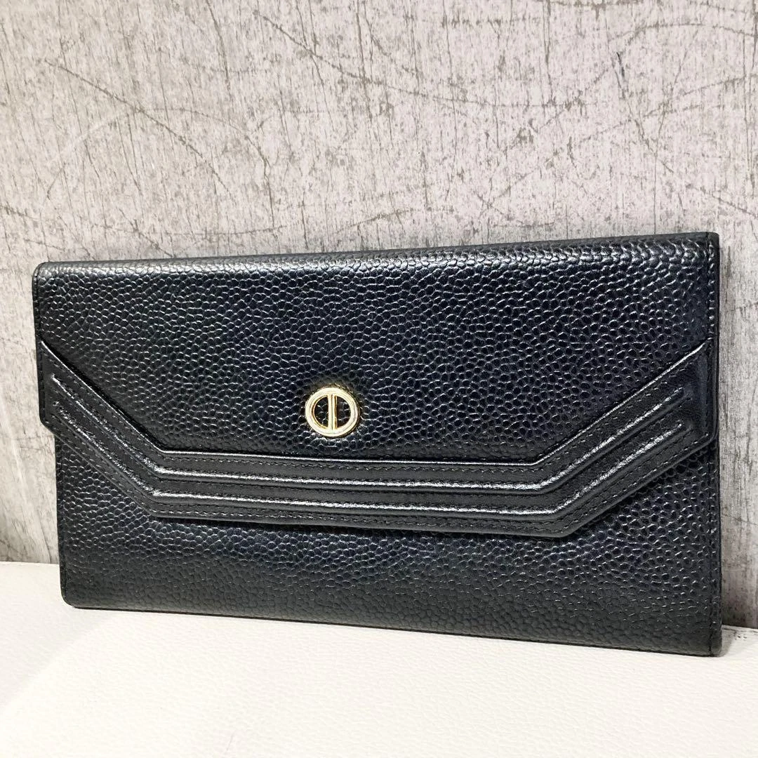 Christian Dior Leather Long Wallet Black Women Preowned Authentic From Japan