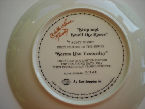 Stop and Smell the Roses Rusty Money collector plate-REDUCED PRICE! - Picture 3 of 6