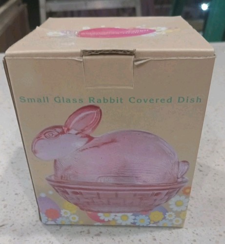 Pequeño cuenco de cristal rosa conejito en nido cubierto caramelo/tuerca plato galleta barril con caja - Imagen 1 de 11