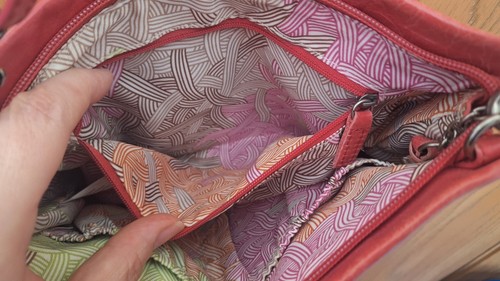 THE SAK Crossbody Bag Iris Coral Leather 3-Way Demi Clutch Shoulder Bag Y2K - Picture 22 of 24