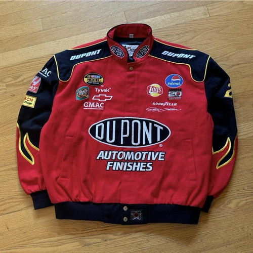 Vintage Jeff Hamilton Jeff Gordon NASCAR Jacket DuPont Flame Sleeve Size XL