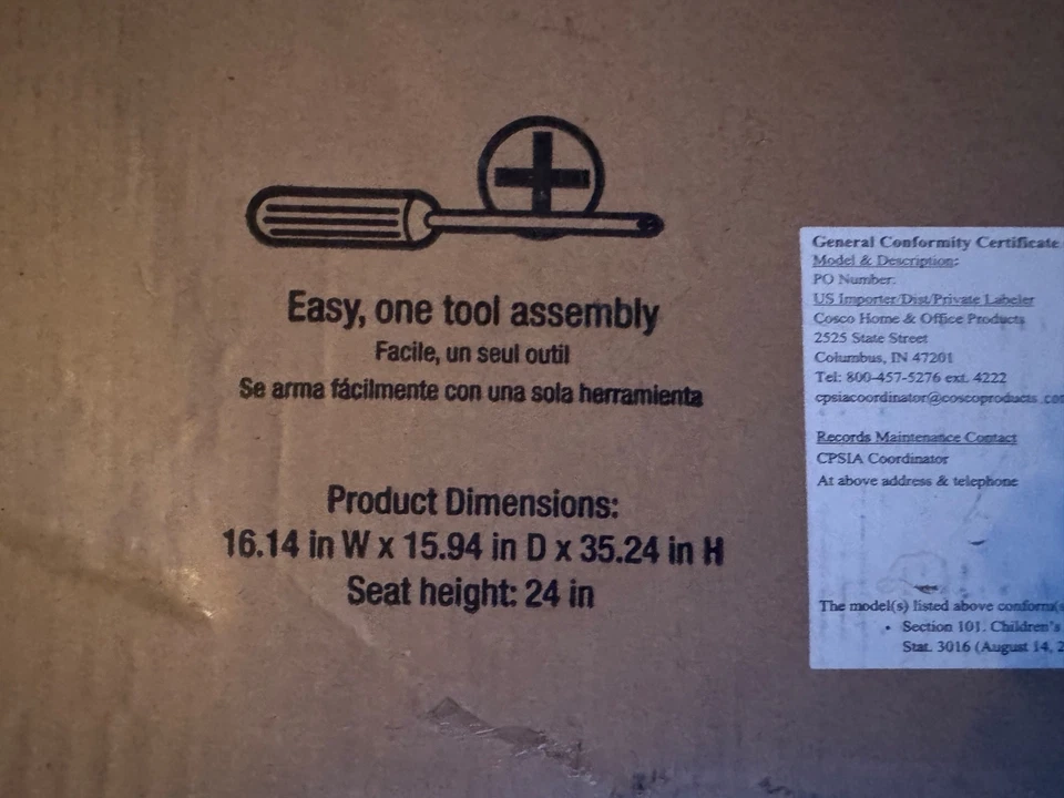 COSCO BLACK RETRO COUNTER CHAIR STEP STOOL BLACK - NEW IN BOX - Image 4 of 4