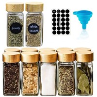 GewüRzgläSer Set Glas Holzdeckel Etiketten KüChe Aufbewahrung 12X 120Ml