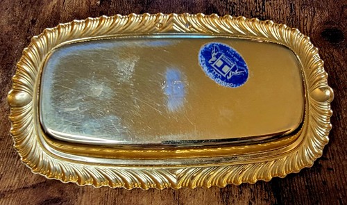 Vintage  Irvinware Gold-Tone Butter Dish W/Lid & Butter Spreader Glass Insert - Picture 9 of 22