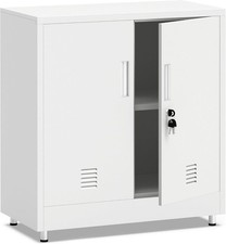 Metal Storage Cabinet W/ Locking Doors  Adjustable Shelf Small Lockable