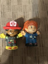 Fisher Price Little People Lot Of 2 Fireman Girl And Police Girl
