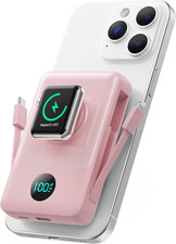 Magnetic Portable Charger for Iphone with Built-In Cables, 6-In-1 10800Mah Power
