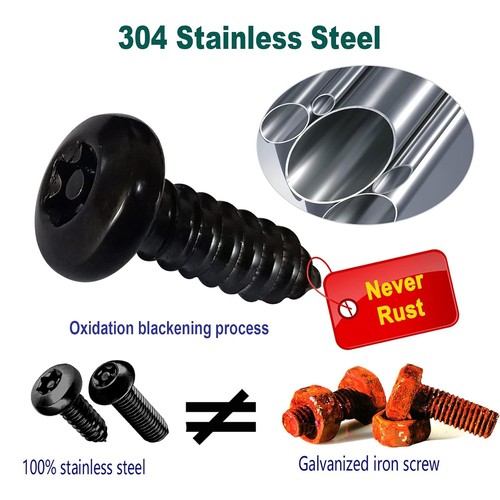 Anti Theft License Plate Screws- Black Security Bolts Fasteners for M6, - Picture 2 of 7