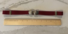 Vintage Red Elastic Gold colored Shell Clasp Buckle Adjustable Belt Women Small