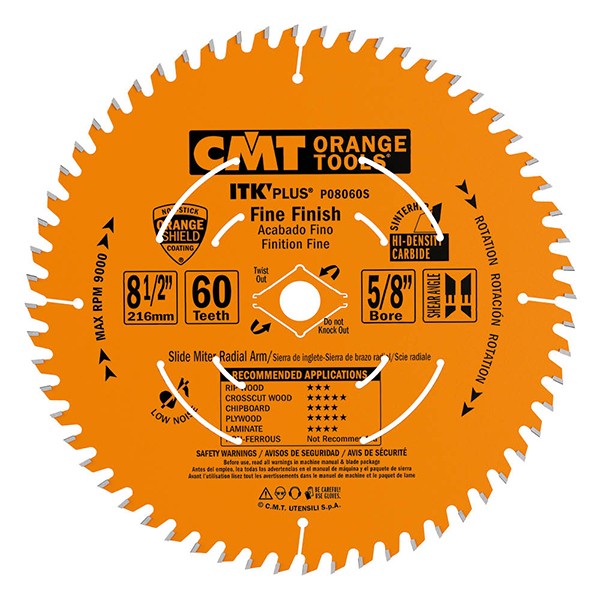 CMT P10060S ITK Plus Finish Sliding Compound Saw Blade, 10 x 60 Teeth, 10�