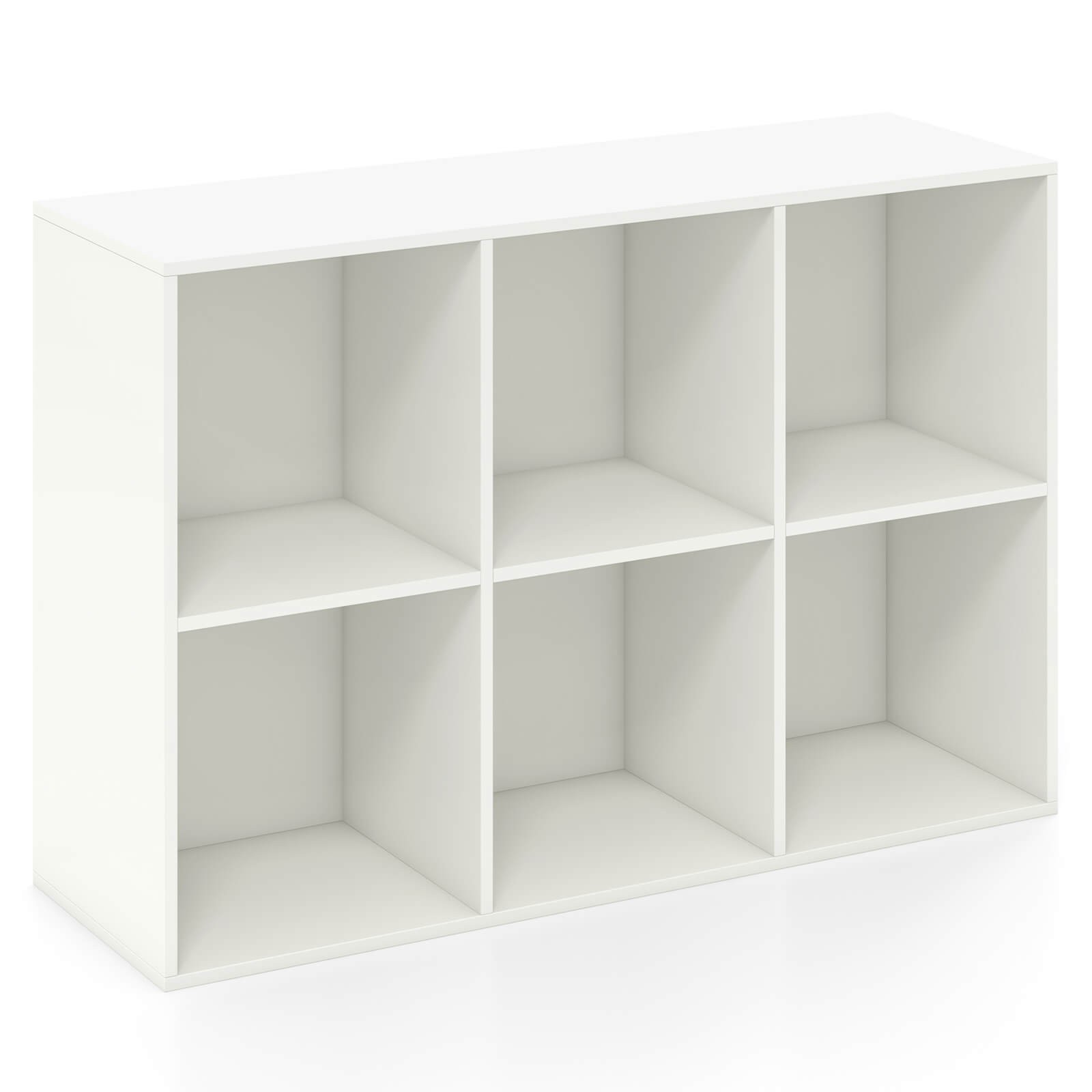 3-Tier Bookcase Modern 6-Cube Storage Organizer Horizontal Vertical Bookshelf