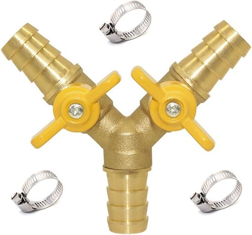 Hooshing 5/8" Hose Barb 3 Way Shut Off Ball Valve 5/8" Barb, Copper