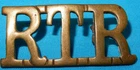 WW2 ERA ROYAL TANK REGIMENT (RTR) MILITARY SHOULDER TITLE BADGE 2 LUGS GENUINE