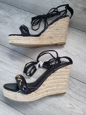 Faith Espadrille Sandal, Size 6, Wedge Heel, Ankle Wrap Tie