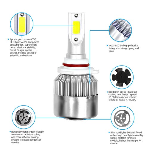 2* H7/H4/H3/H1/H11/9005/9006/9004 LED C9 Car Headlights Kits Bulbs 6000K US - Picture 35 of 35