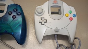 Sega Dreamcast Controller Lot Of 2. Original White & Blue Mad Catz. FOR PARTS