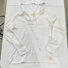 Michael Kors MICHAEL White Pullover Hoodie Drawstring Logo size M
