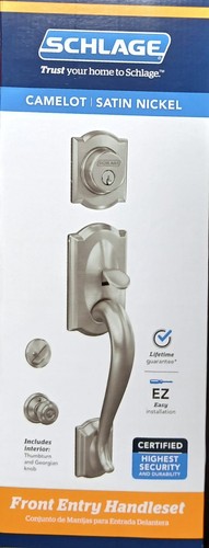 Schlage Camelot Satin Nickel Eingang Einzylinder Türdrücker Set Georgian - Bild 3 von 7