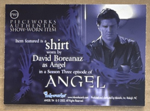 David BOREANAZ as Angel🔥2002 Inkworks ANGEL Season 3 Pieceworks #PW1 Shirt - Picture 2 of 2