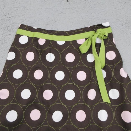 Talbots Skirt Womens 12 Brown Pink Polka Dot A-Line Lined Stretch Ribbon Bow - Picture 6 of 19