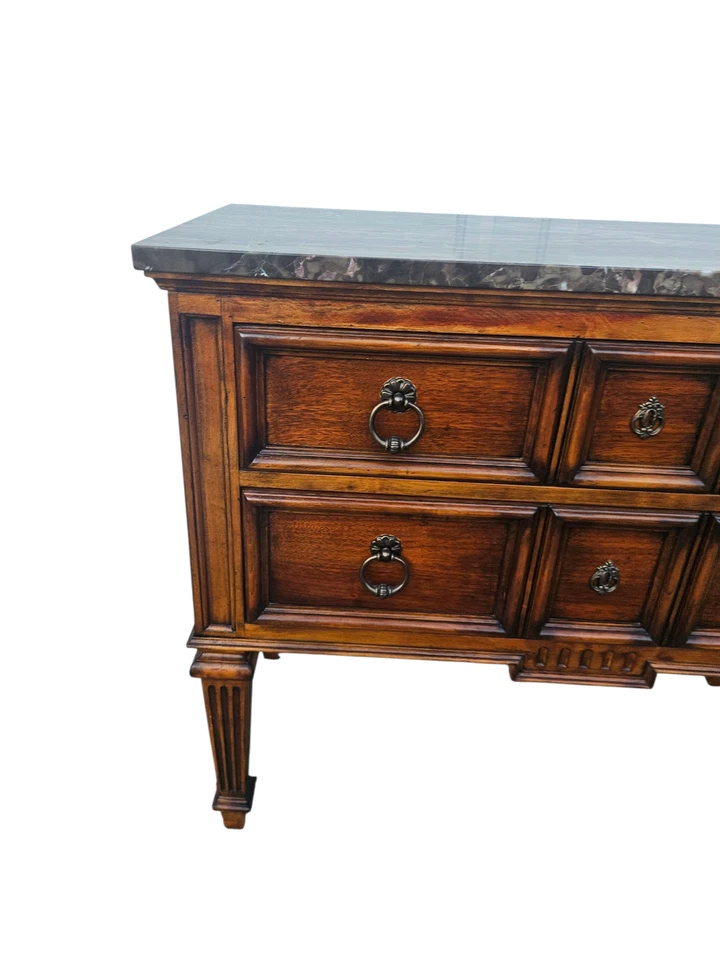 Ethan Allen Tuscany Marble Top Console Table Server Nightstand End Table - Image 4 of 4
