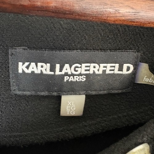 Blusa Top Karl Lagerfeld Paris Negra Estrás Cristales Adornados Talla XL - Imagen 4 de 12
