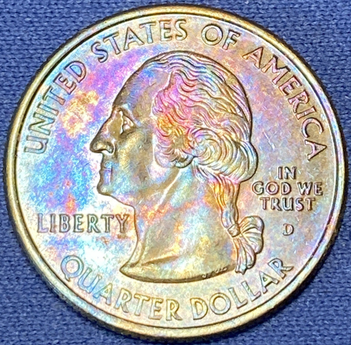 2004-D Michigan State Quarter Beautiful Lustrous Rainbow Toned Coin BU #16 - Picture 6 of 12